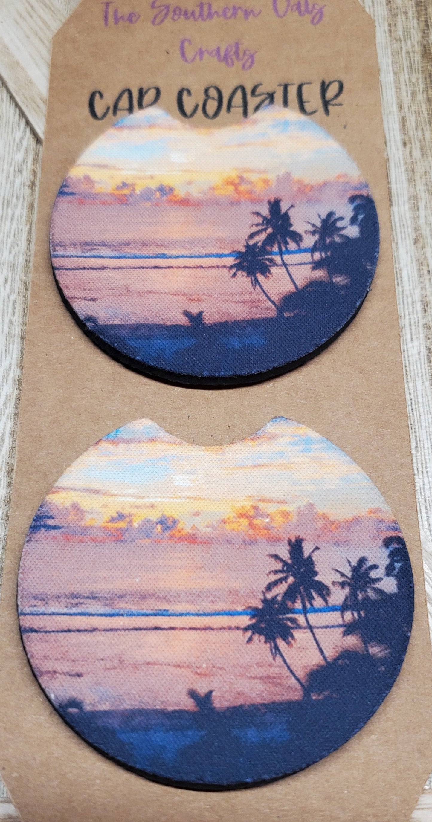 Beach Sunset Scene Car Coasters