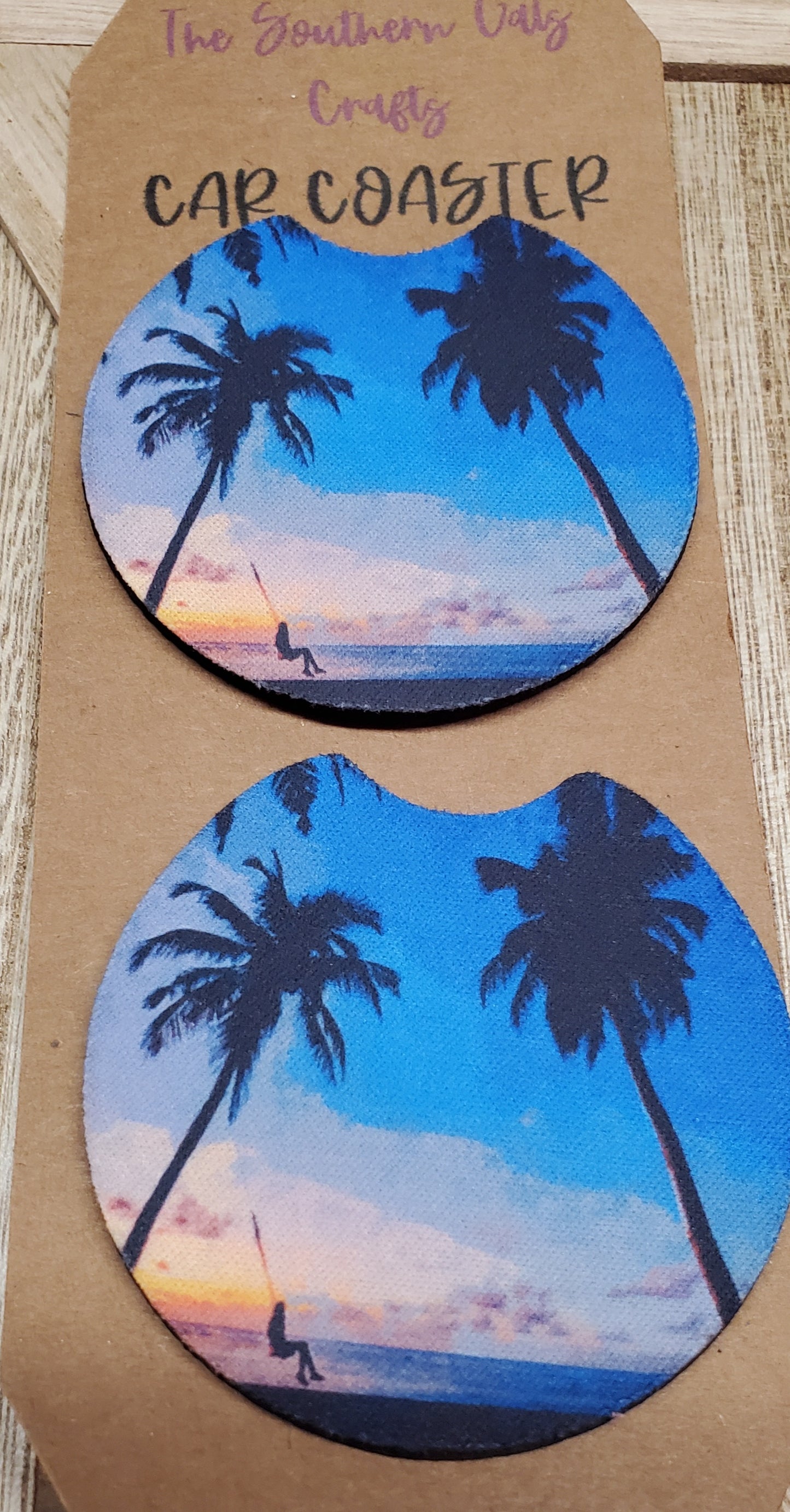 Beach Sunset Scene Car Coasters