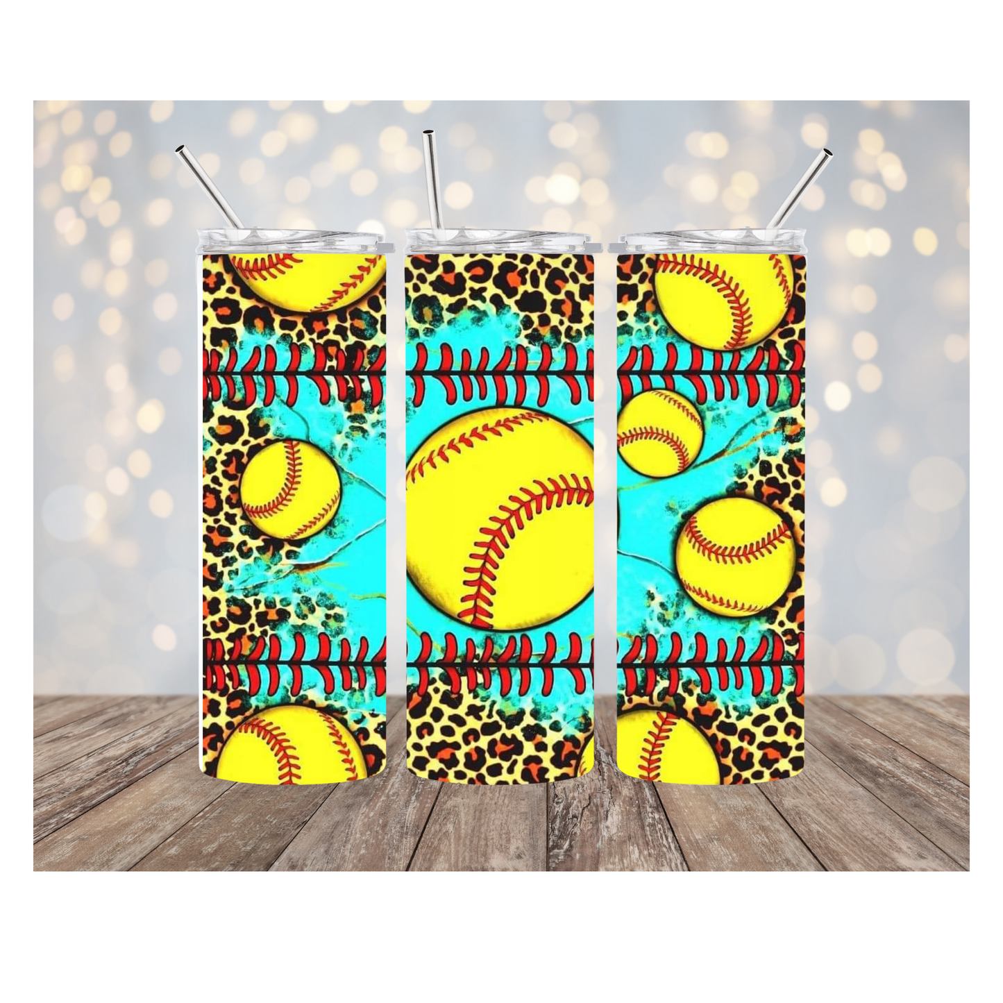 Softball/Leopard 20 oz Tumbler