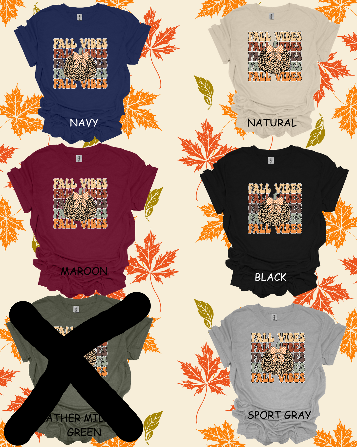 FALL VIBES LEOPARD PUMPKIN T-SHIRT