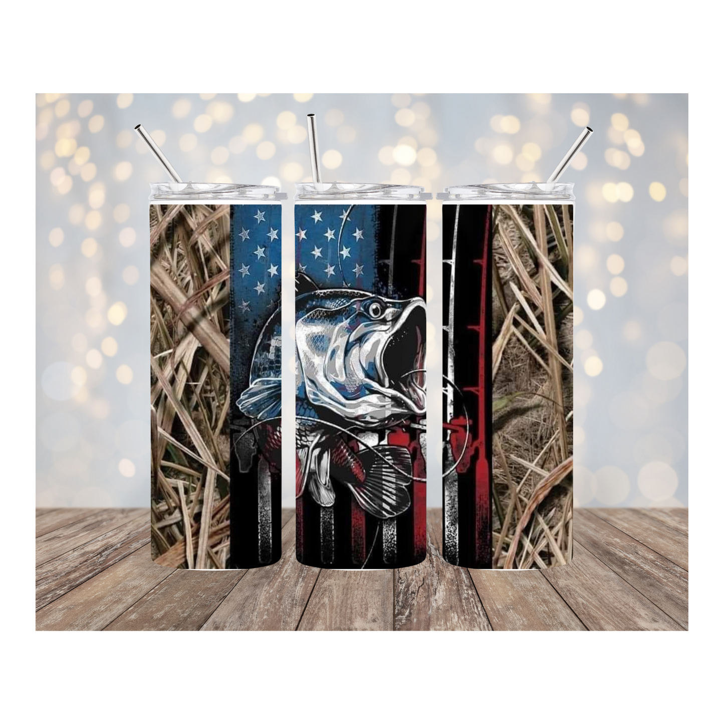 CAMO FISH/FLAG TUMBLER