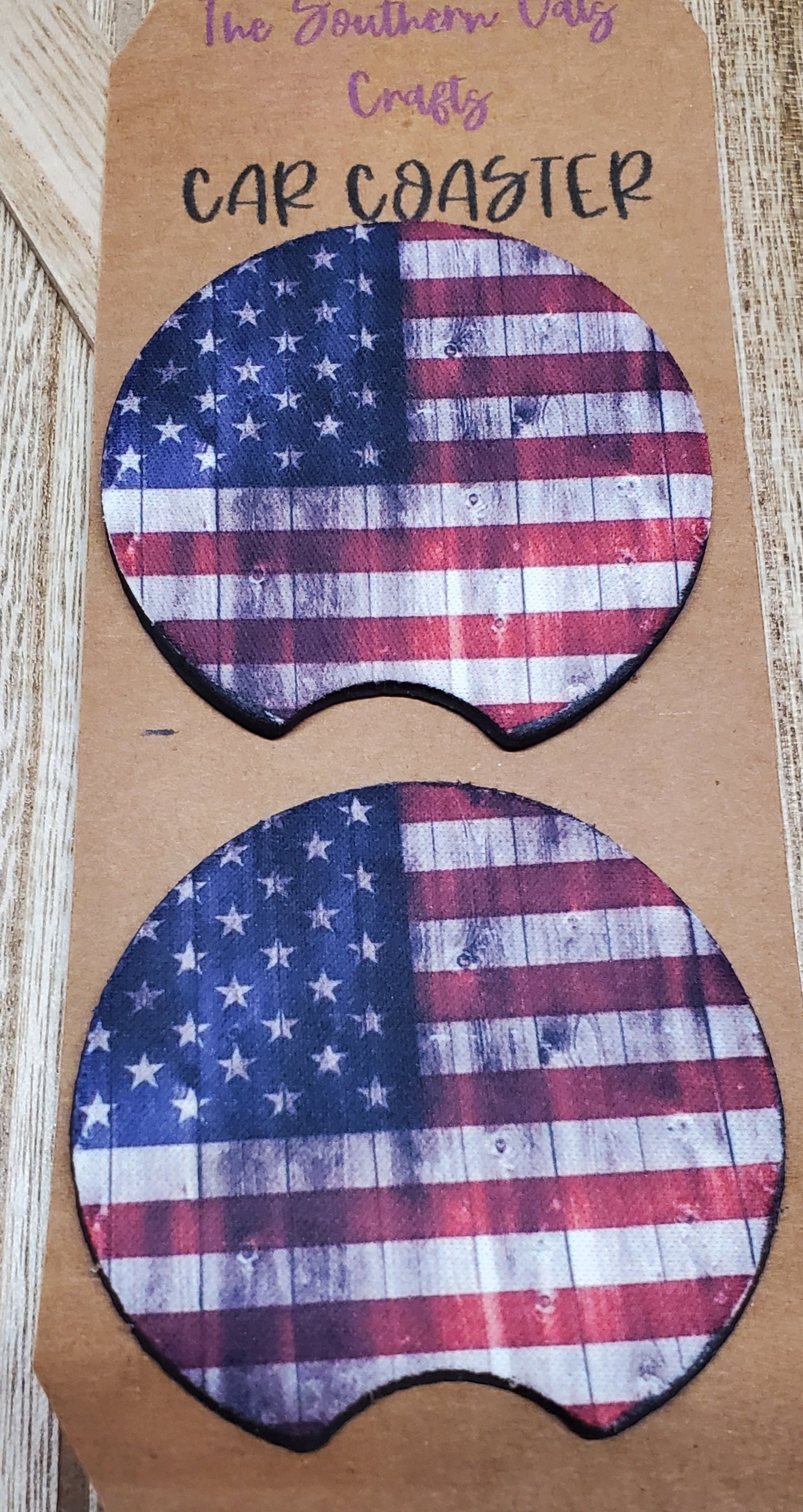 Distressed American Flag Car Coasters