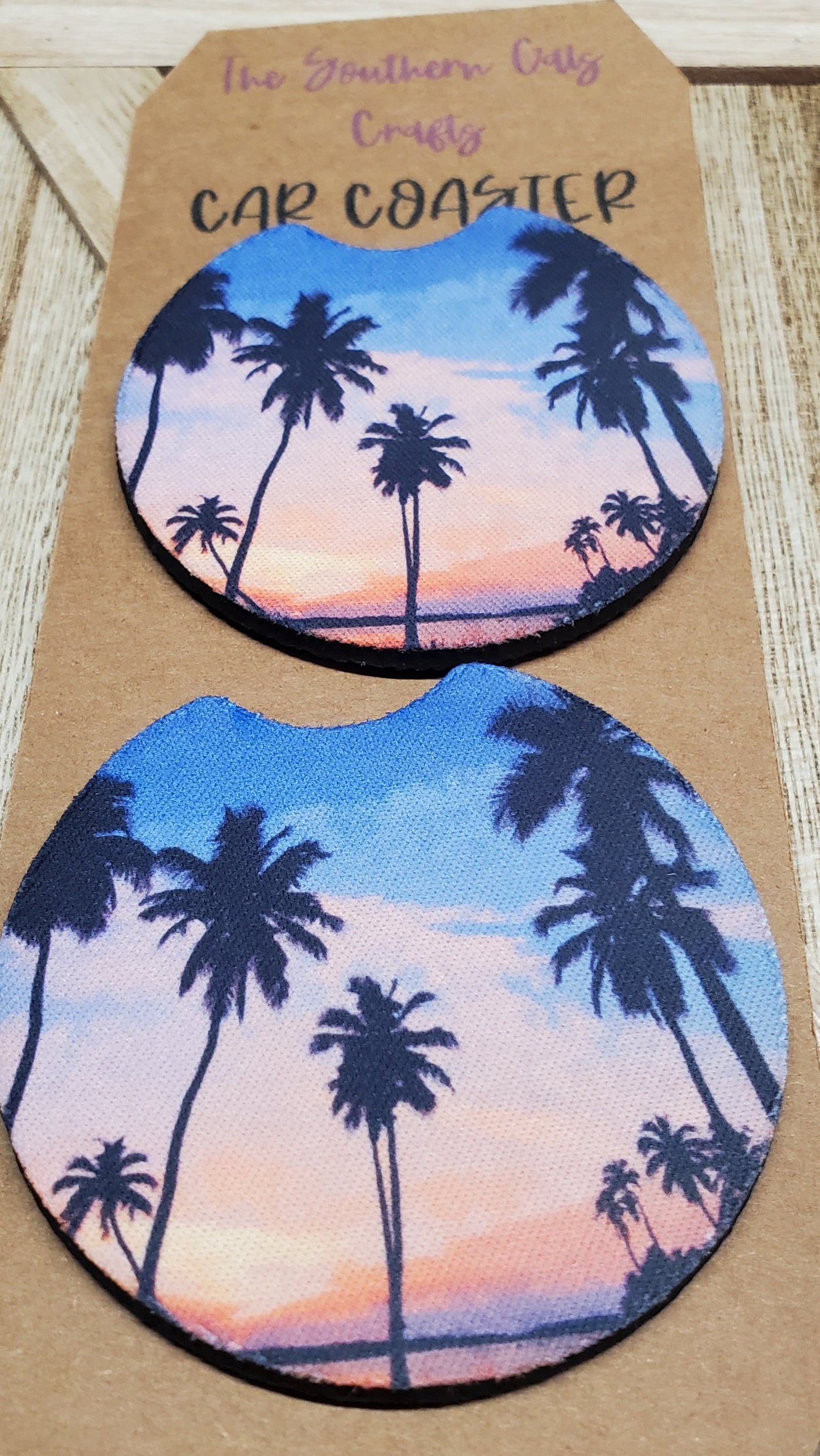 Beach Sunset Scene Car Coasters