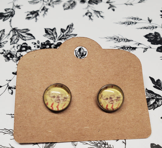 Distressed Softball Stud Earrings