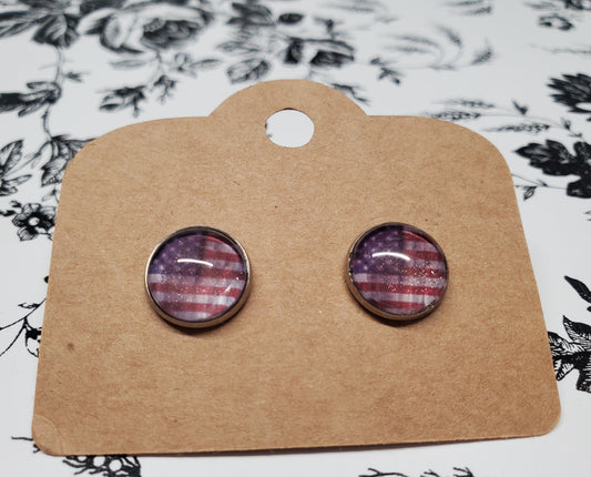 Distressed Flag Stud Earrings