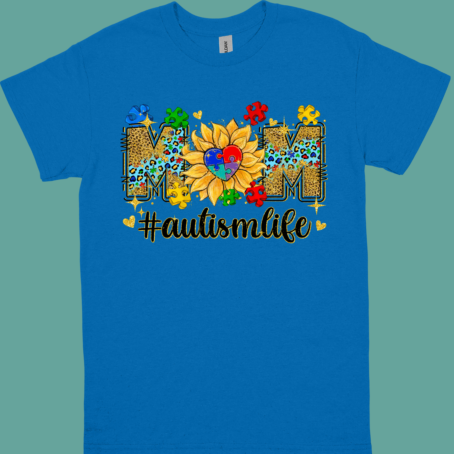 MOM(SUNFLOWER) #AUTISMLIFE ADULT TSHIRT