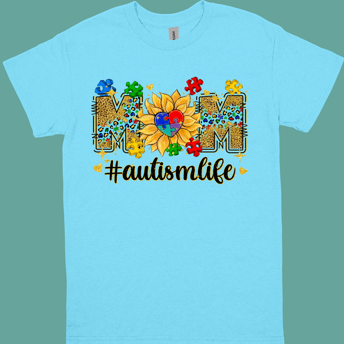 MOM(SUNFLOWER) #AUTISMLIFE ADULT TSHIRT