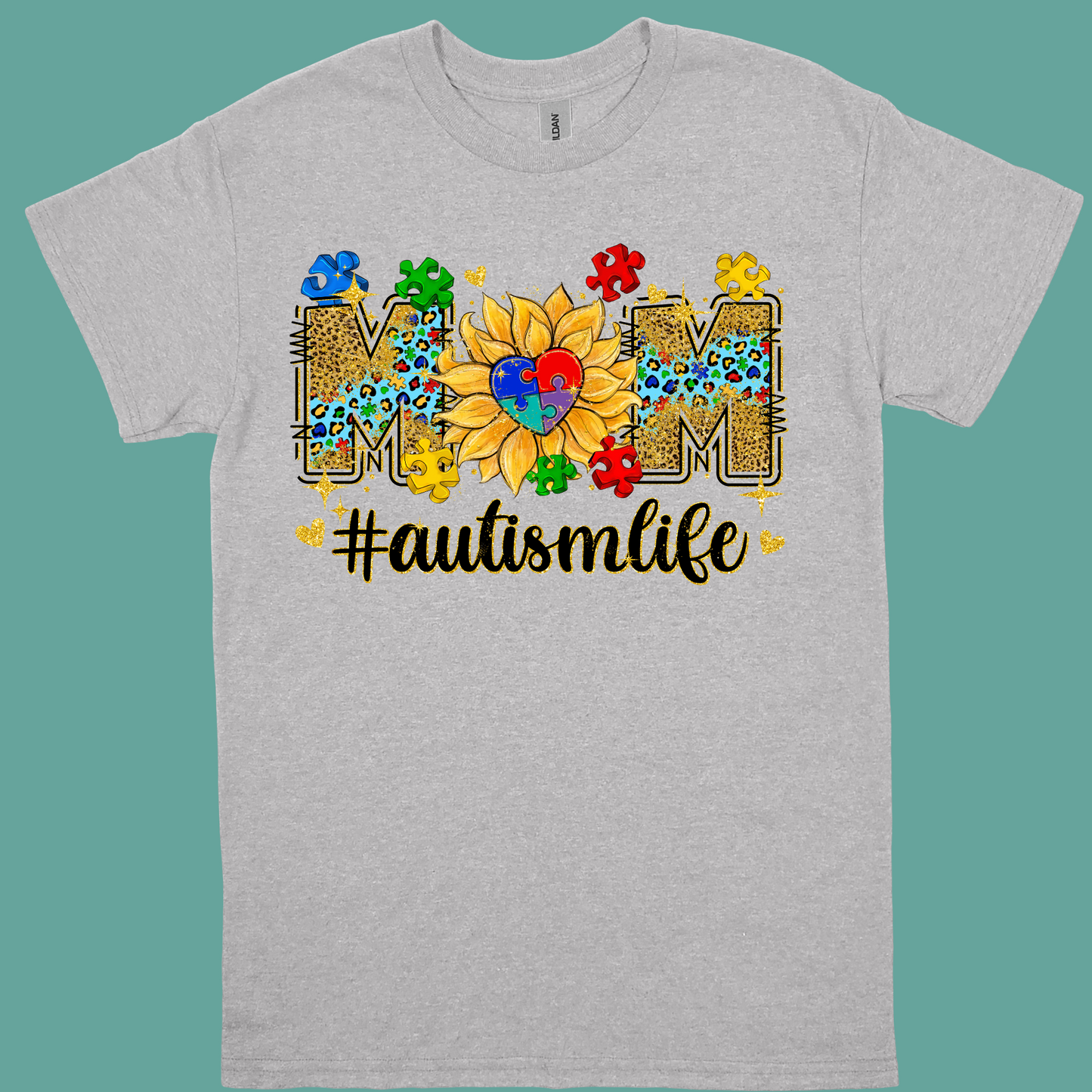 MOM(SUNFLOWER) #AUTISMLIFE ADULT TSHIRT