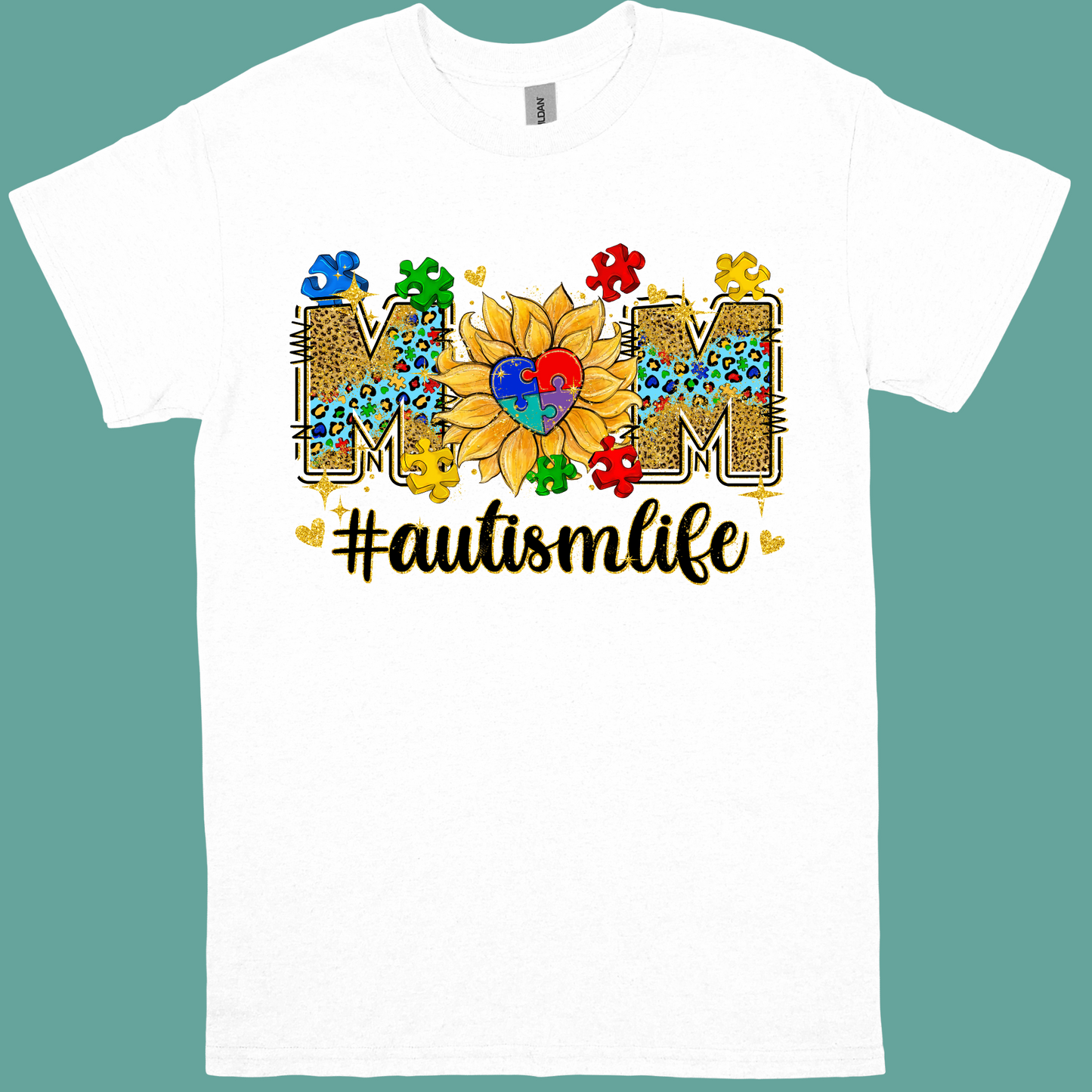 MOM(SUNFLOWER) #AUTISMLIFE ADULT TSHIRT