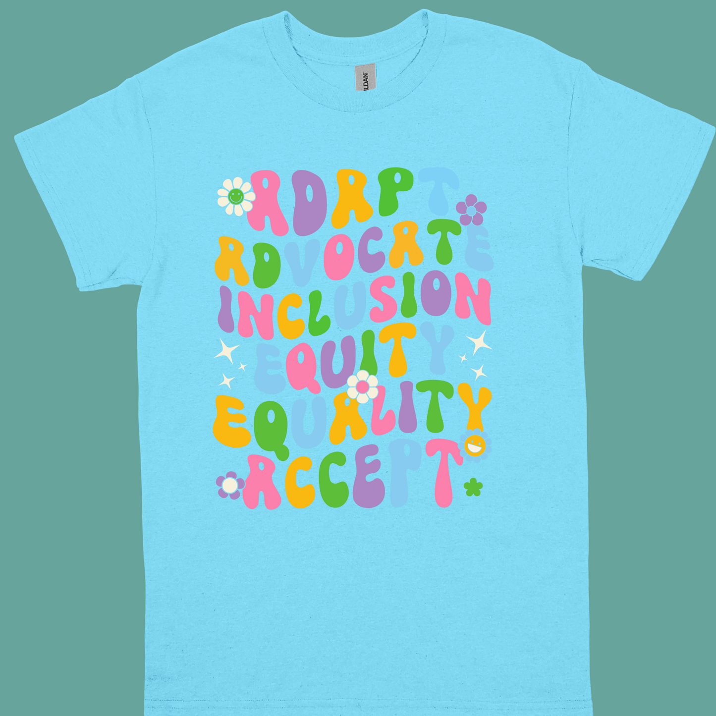 ADAPT ADVOCATE INCLUSION EQUITY EQUALITY ACCEPT  ADULT/YOUTH TSHIRT