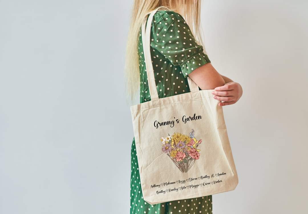 Birth Month Flowers (Mom's Garden) or Hold my Hand Tote Bag