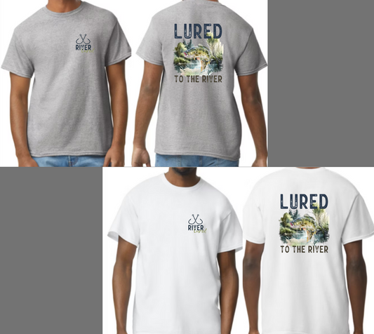 LURED TO THE RIVER(LARGE MOUTH BASS) T-shirt