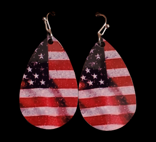 Distressed Flag Teardrop Earrings