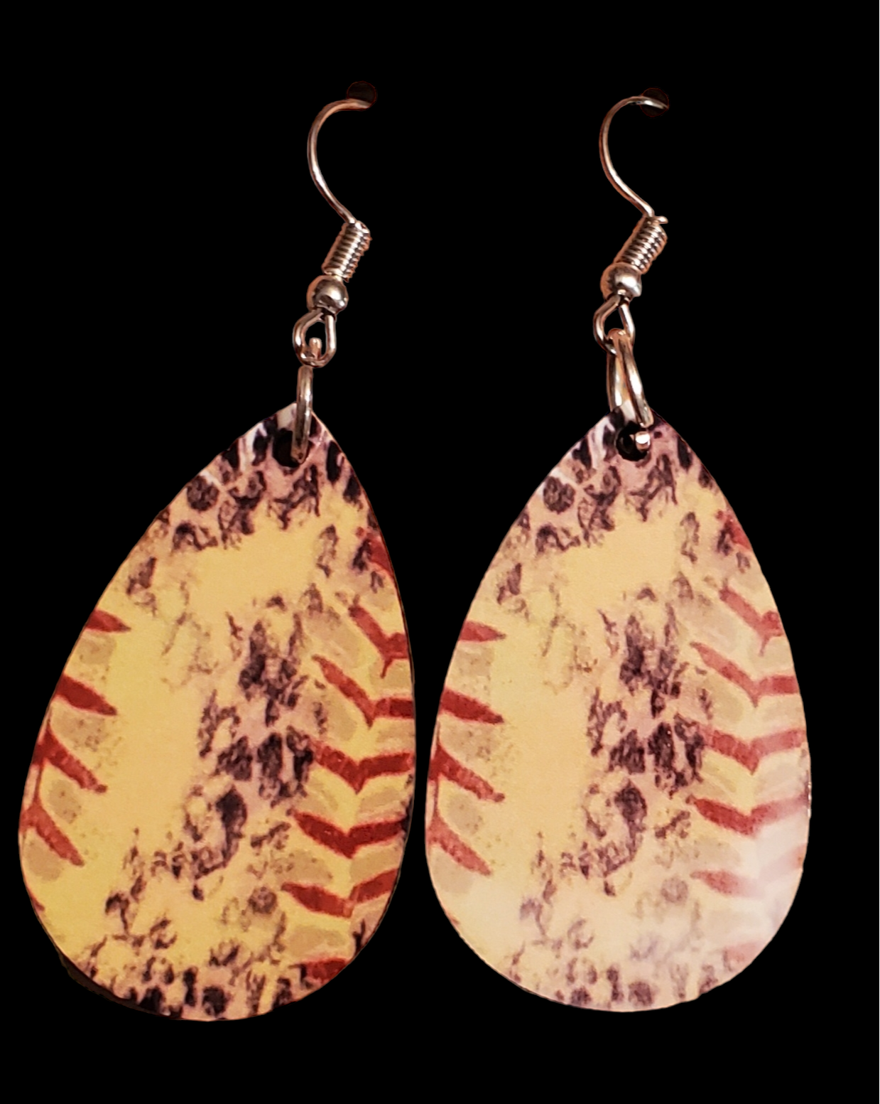 Distressed Softball Teardrop Earrings