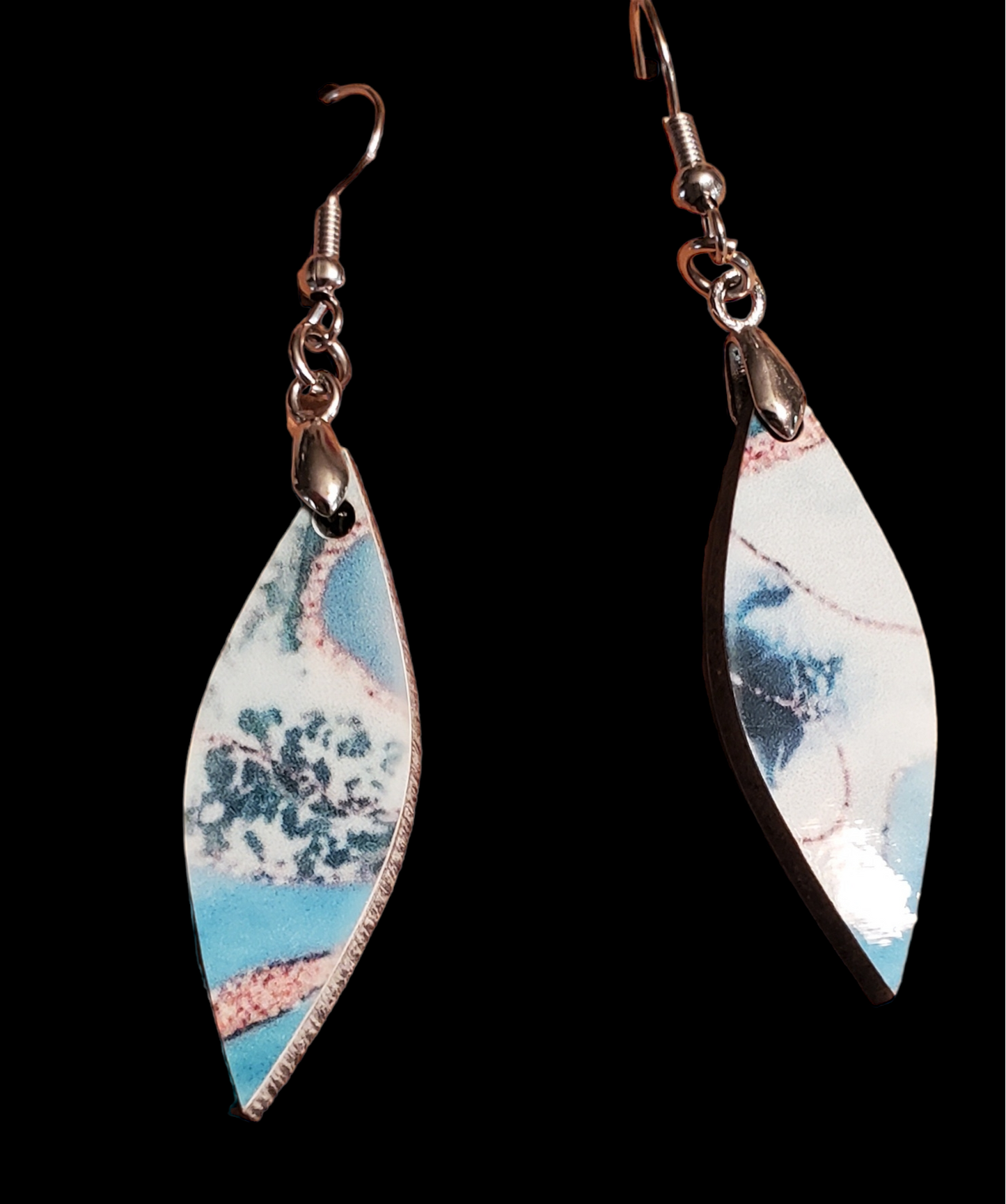 Teal Glitter Marble Earrings