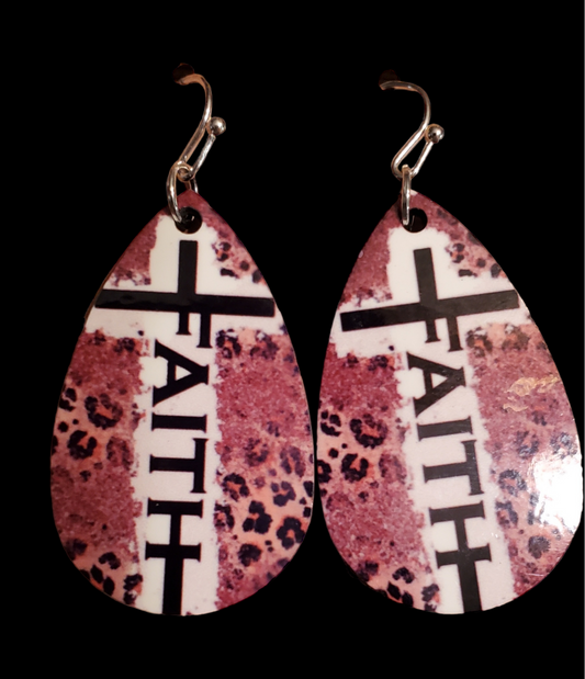 Faith Pink Leopard Teardrop Earrings