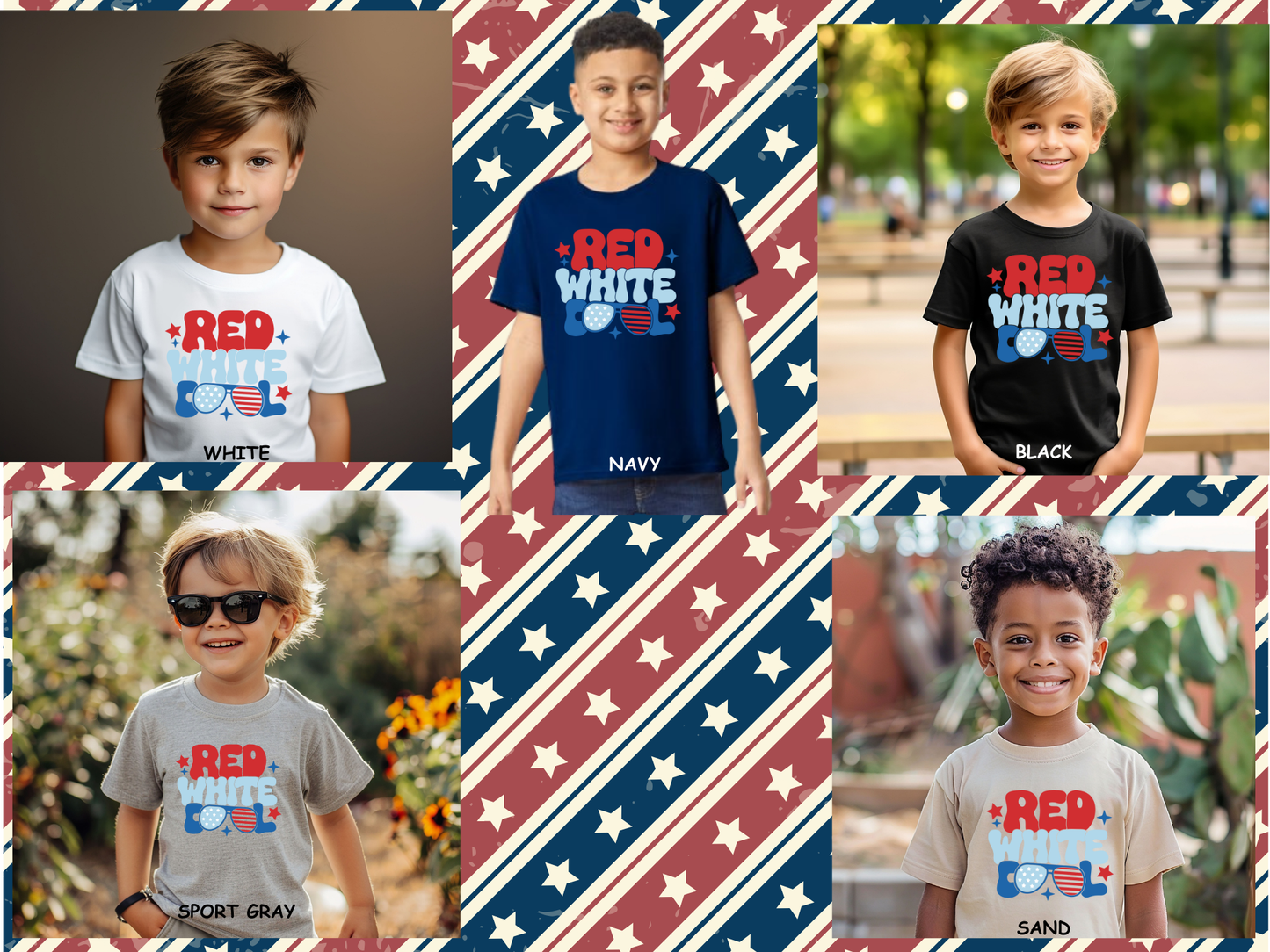 RED WHITE COOL T-SHIRT