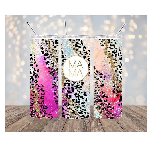 GLITTER/LEOPARD MAMA TUMBLER