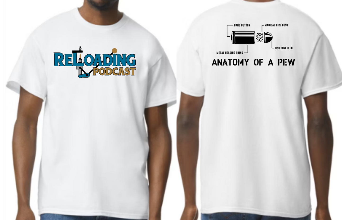 Reloading Podcast Anatomy of a Pew t-shirt
