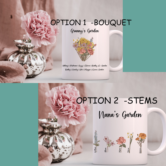 Birth Month Flowers (Mom's Garden) Coffee cup