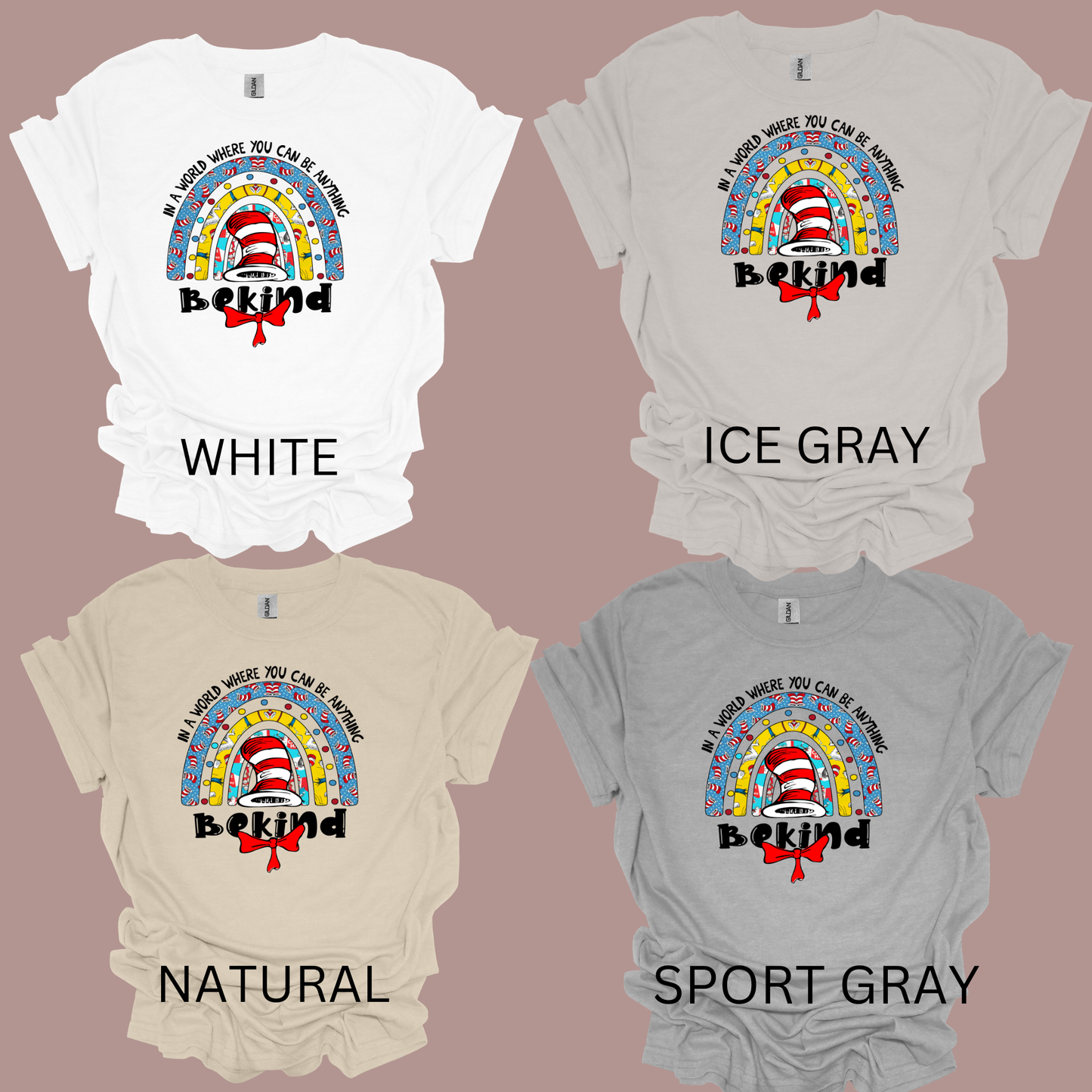 In a world where you can be anything BE KIND (RAINBOW) t-shirt